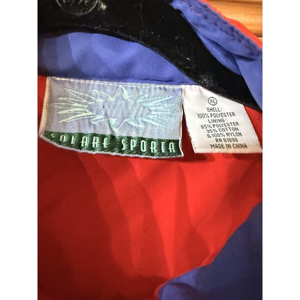 Solare Sporta Windbreaker Full Zip Jacket Vintage Size XL Black Red Blue - Picture 5 of 12